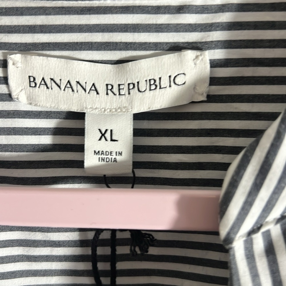 Banana Republic women’s SHIRT dress  SZ XL 100% cotton v-neck POPLIN   Coastal - Picture 8 of 10